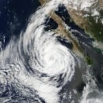 Imagen satelital de archivo del huracán Priscilla frente a México (2025)
