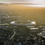 Vista aérea de Apple Park, la sede de Apple en Cupertino, California (imagen de archivo)